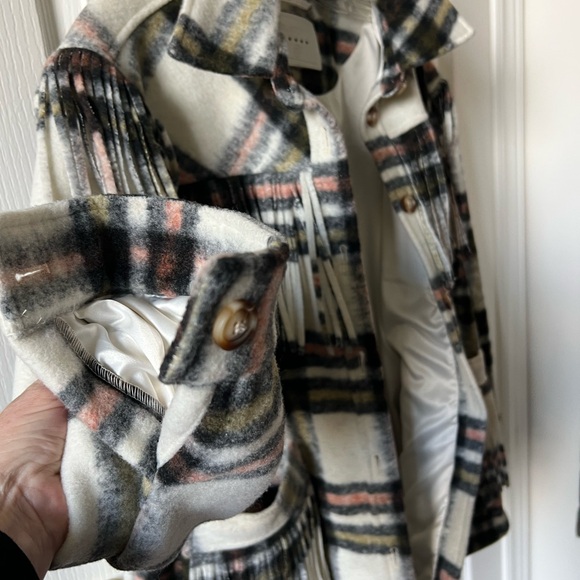 Blank NYC Multicolor Plaid Fringe Teddy Jacket - Picture 5 of 6